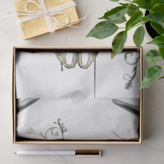 Decoupage Bull Skull Art Nouveau Bloemen Tissuepapier (Geschenk)