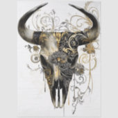 Decoupage Bull Skull  Art Nouveau Bloemen Tissuepapier (Voorkant)