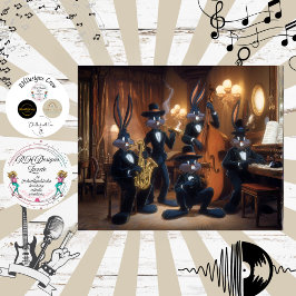 Decoupage Bunny Jazz Club Fur Feather Frunk  Tissuepapier