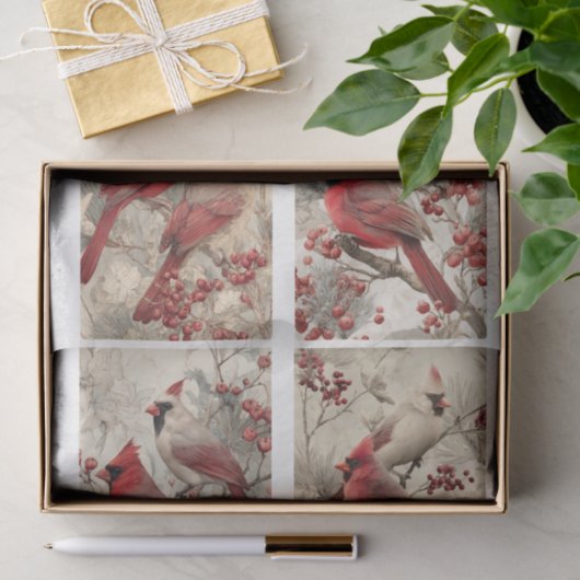 Decoupage Cardinal Panels 4x6" & 4 Designs Tissuepapier (Geschenk)