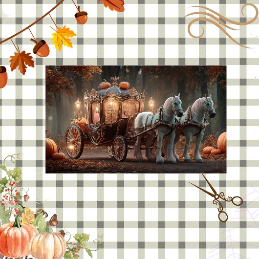 Decoupage Carriage Elegant White Horses Herfst Tissuepapier