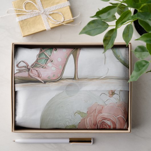 Decoupage Catwalk Green Cat Parasol Polka Dot Boot Tissuepapier (Geschenk)