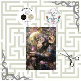 Decoupage Celestial Dreamlike Monkey Bright Colors Tissuepapier