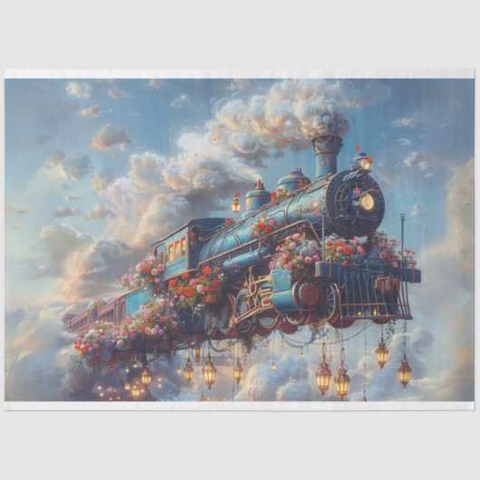 Decoupage Celestial Express Vliegtrein Tissuepapier (Voorkant)
