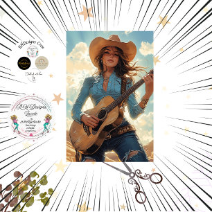 Decoupage Character Gitarist Debbie Tissuepapier