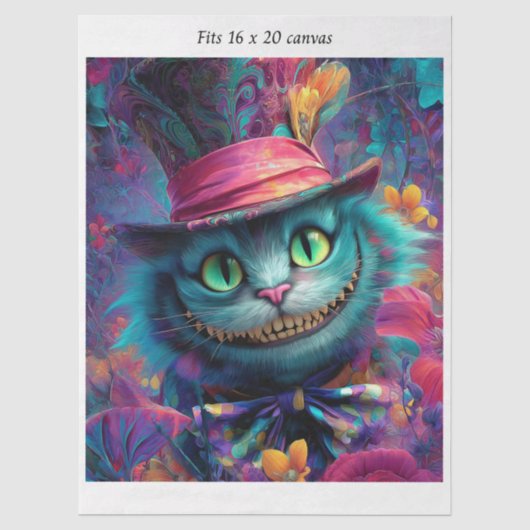 Decoupage Cheshire Cat geschikt voor 16x20 canvas Tissuepapier (Voorkant)