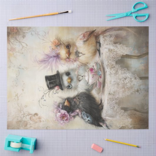 Decoupage Chicks Tea Party Pastelkleuren Tissuepapier (Craft)