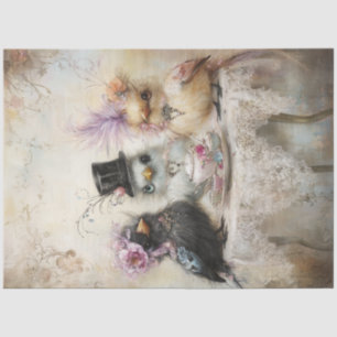 Decoupage  Chicks Tea Party Pastelkleuren Tissuepapier