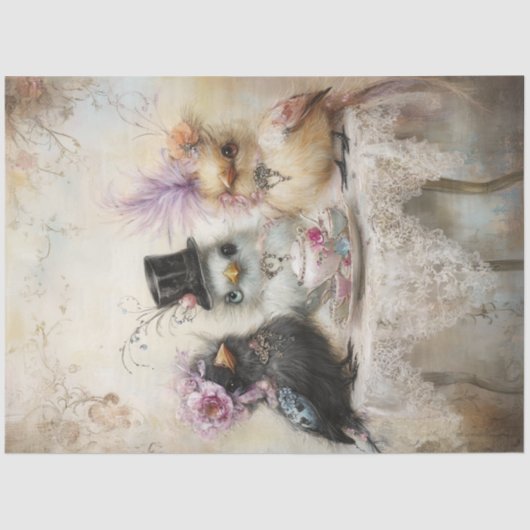 Decoupage  Chicks Tea Party Pastelkleuren Tissuepapier (Voorkant)