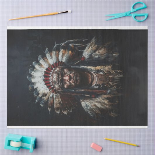 Decoupage Chief White Feather Amerikaanse Indiaan Tissuepapier (Craft)