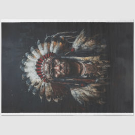 Decoupage Chief White Feather Amerikaanse Indiaan Tissuepapier