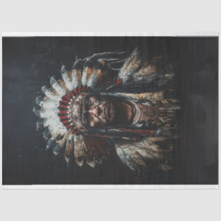 Decoupage Chief White Feather Amerikaanse Indiaan Tissuepapier