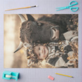 Decoupage Child Highland Koe in het veld Tissuepapier (Craft)