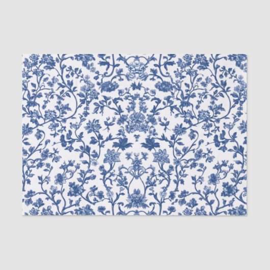 Decoupage Chinoiserie Blue Floral Tissuepapier (Voorkant)
