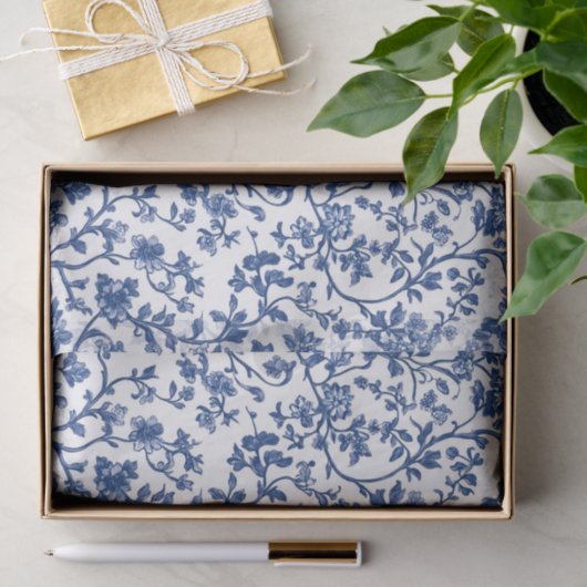 Decoupage Chinoiserie Blue Floral Tissuepapier (Geschenk)