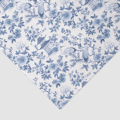 Decoupage Chinoiserie Pagoda Crane Blauw Tissuepapier (Detail)