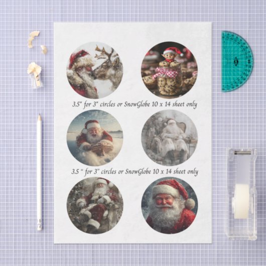 Decoupage Christmas Designs for Snow Globe 3.5" Tissuepapier (Craft)