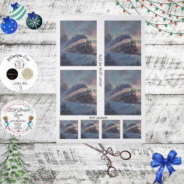 Decoupage Christmas Train Winter Scene Ireland  Tissuepapier