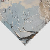 Decoupage Church Winter Scene Vintage Sled Runner  Tissuepapier (Detail)