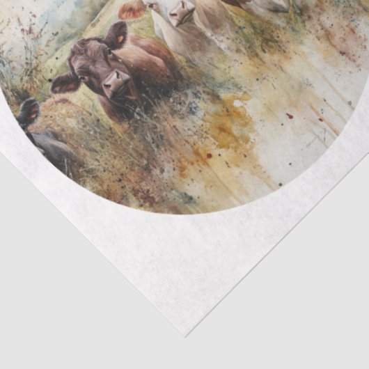 Decoupage Circular Saw Highland Cows 8.5" Rounds Tissuepapier (Detail)