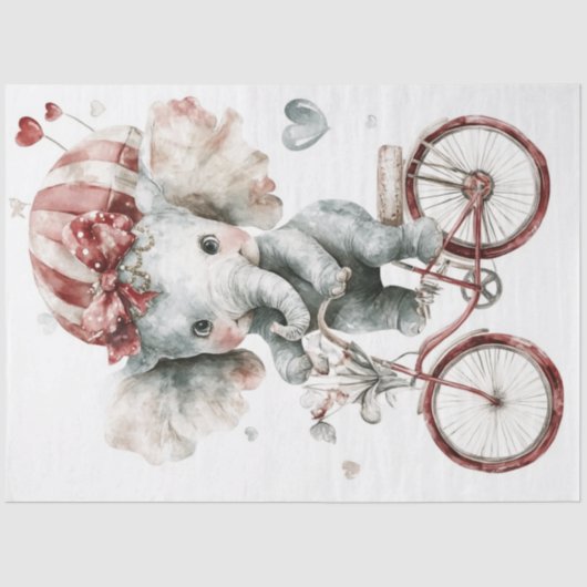 Decoupage Circus Baby Elephant op de fiets Tissuepapier (Voorkant)