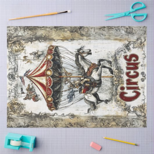 Decoupage  Circus Carrousel Poster Thema Tissuepapier (Craft)