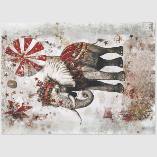 Decoupage Circus Elephant Ordained Feestelijke Ele Tissuepapier (Voorkant)