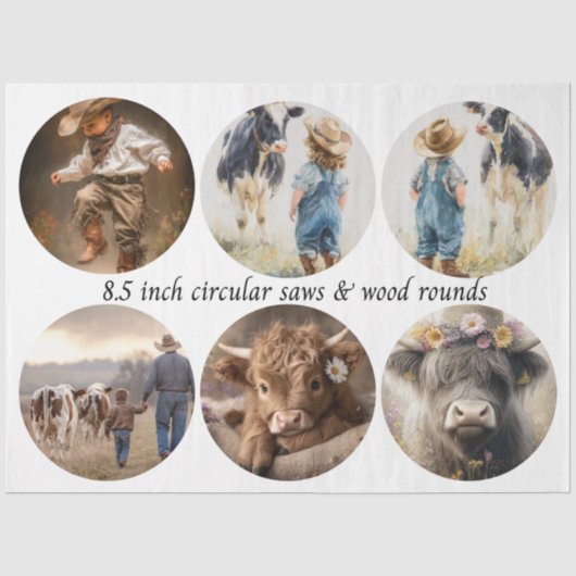 Decoupage Cirkelzaag Ontwerpen Vintage Design 8.5" Tissuepapier (Voorkant)