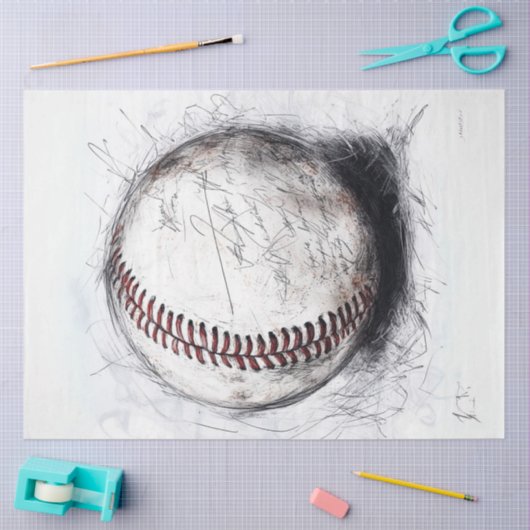 Decoupage Classic Baseball Handgeschreven Handteke Tissuepapier (Craft)