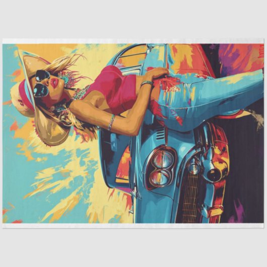 Decoupage Classic Car Chic Poster Tissuepapier (Voorkant)