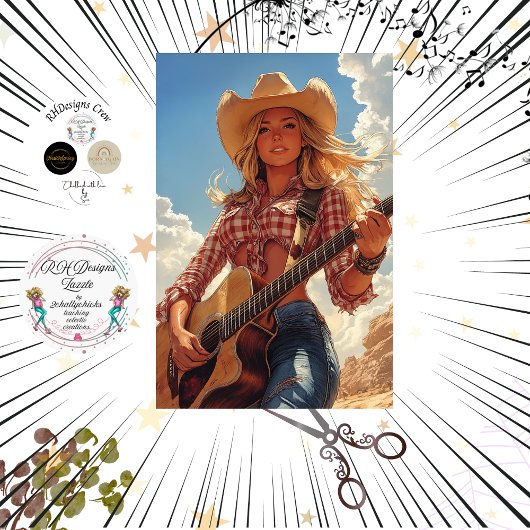 Decoupage Classic Poster Country Girl Musician Tissuepapier