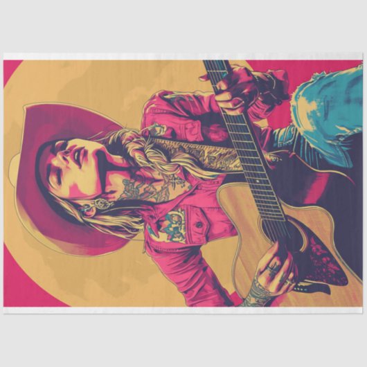 Decoupage Classic Poster Nashville Girl Gitarist Tissuepapier (Voorkant)