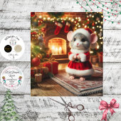 Decoupage Classic Santa Mouse Red Suit Tissuepapier