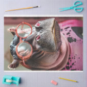 Decoupage Close Up Hippo Grote Rode Bril Tissuepapier (Craft)