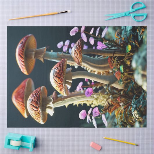 Decoupage Cluster Vibrant Mushrooms Tissuepapier (Craft)