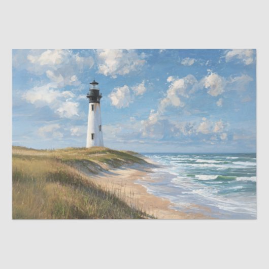 Decoupage Coastal Scene Beach Light House Tissuepapier (Voorkant)