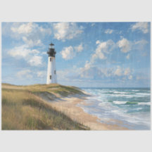 Decoupage Coastal Scene Beach Light House
