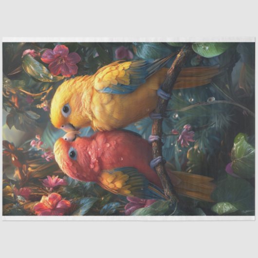 Decoupage Conure Tortelduifjes in tropisch bos Tissuepapier (Voorkant)