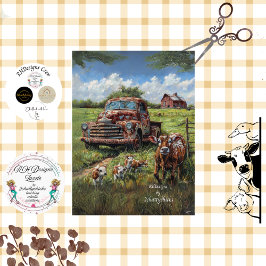 Decoupage Country Charm Boerderij Truck Koeien Tissuepapier