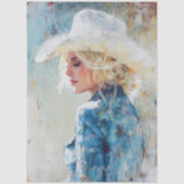 Decoupage Country Cowgirl Pastelolie Schilderij Tissuepapier (Voorkant)