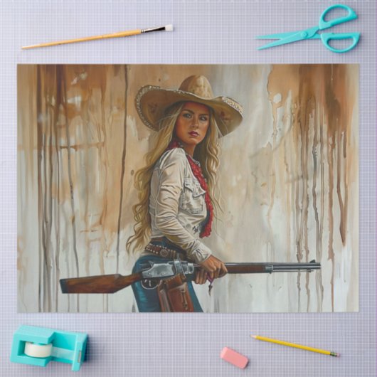 Decoupage Country Western Cowgirl Sherrif Shotgun Tissuepapier (Craft)