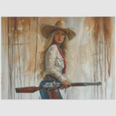 Decoupage Country Western Cowgirl Sherrif Shotgun Tissuepapier (Voorkant)