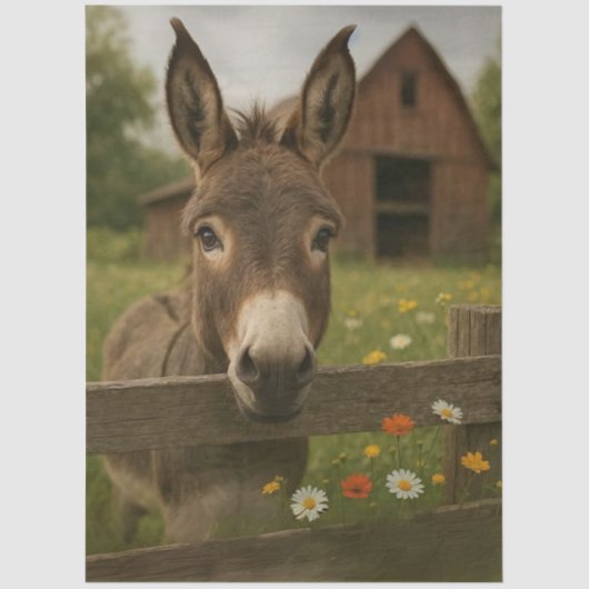 Decoupage Countryside Donkey Red Barn  Tissuepapier (Voorkant)