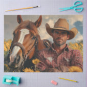 Decoupage Cowboy Country Scene rusten met paard Tissuepapier (Craft)