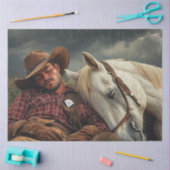 Decoupage Cowboy Horse Field voor Storm Tissuepapier (Craft)