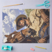 Decoupage Cowboy & Horse Resting Field Zonnige dag Tissuepapier (Craft)