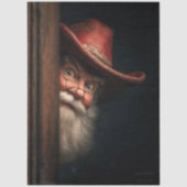 Decoupage Cowboy Kerstman gluurt ondeugend aardig  Tissuepapier (Voorkant)