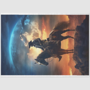 Decoupage Cowboy Mountain Moon in de lucht Tissuepapier
