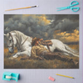 Decoupage Cowboy Paard Slapen Voor Het Storm Tissuepapier (Craft)