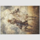 Decoupage Cowboy Riding Horse Field Tissuepapier (Voorkant)